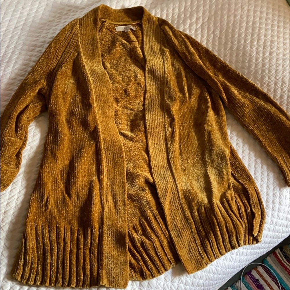 Loft size L golf chenille long cardigan